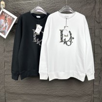 Dior New Embroidered Logo Knitted Hoodie Couple Casual Sweatshirt