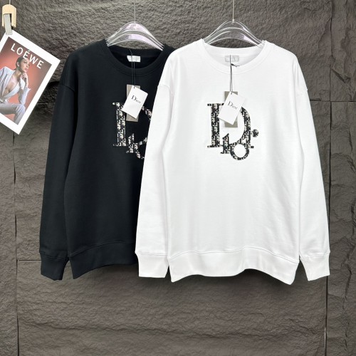 Dior New Embroidered Logo Knitted Hoodie Couple Casual Sweatshirt