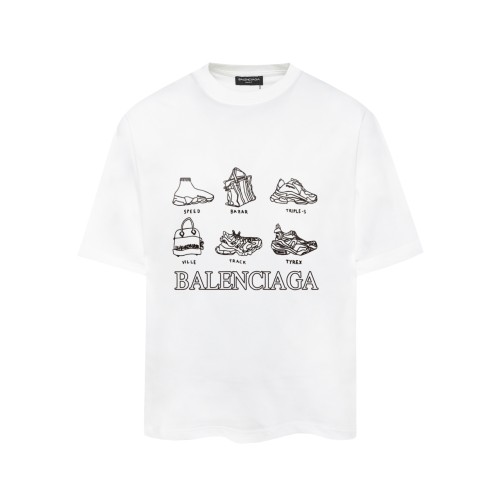 Balenciaga Personalized Logo Printed T-shirt Couple Casual Oversize Short Sleeve