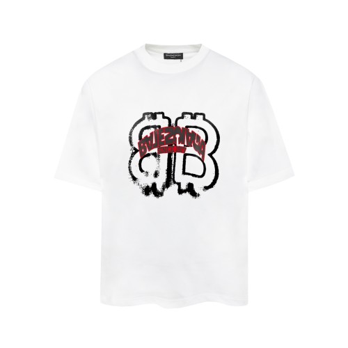 Balenciaga New Logo Printed Round Neck T-shirt Couple Casual Oversize Short Sleeve