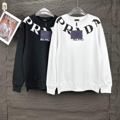 Prada New Fashion Collar Letter Round Neck Hoodie Couple Casual Sweatshirt