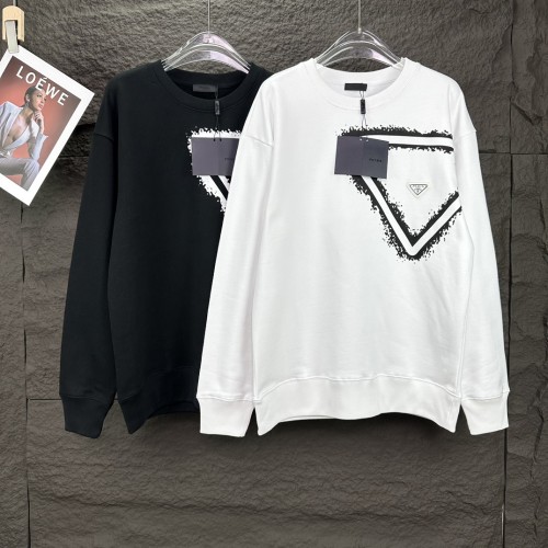 Prada New Triangle Badge Round Neck Hoodie Couple Casual Sweatshirt