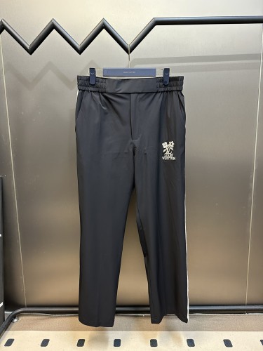 Louis Vuitton Embroidered Logo Flower Casual Straight Pants