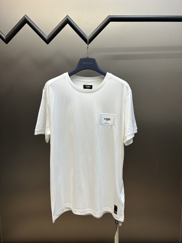 Fendi Simple Embroidered Logo Short Sleeve Couple Casual T-shirt