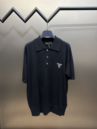 Prada Classic New Embroidered Polo Knitted Shirt