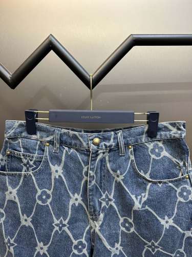 Louis Vuitton Fashion Blue Water Mesh Casual Denim Shorts