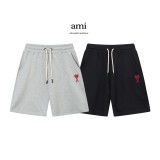 Ami Paris Classic Embroidered Smiling Face Shorts Unisex Casual Drawstring Sports Shorts