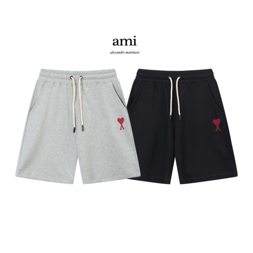 Ami Paris Classic Embroidered Smiling Face Shorts Unisex Casual Drawstring Sports Shorts