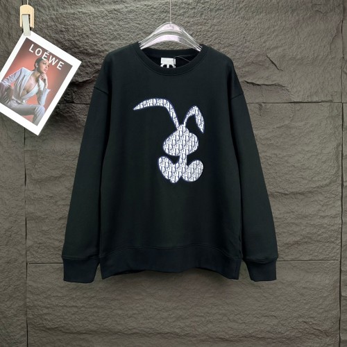 Dior New Embroidered Rabbit Couple Round Neck Hoodie with Patchwork