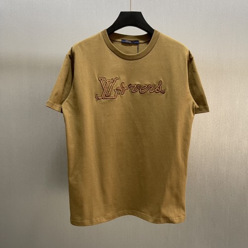 Louis Vuitton Fashion Embroidery Logo T-shirt Couple Loose Casual Short Sleeves