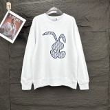 Dior New Embroidered Rabbit Couple Round Neck Hoodie with Patchwork