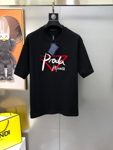 Prada Classic Logo Printed Round Neck Short Sleeve Couple Oversize Casual T-shirt