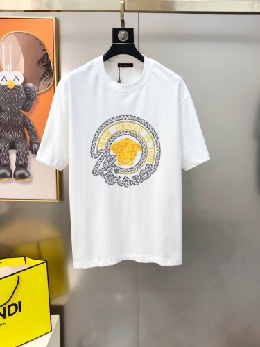 Versace Fashion Logo Printed Round Neck Short Sleeve Couple Oversize Casual T-shirt
