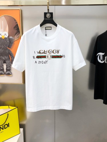 Gucci Fashion Letter Logo Round Neck Short Sleeve Couple Oversize Casual T-shirt