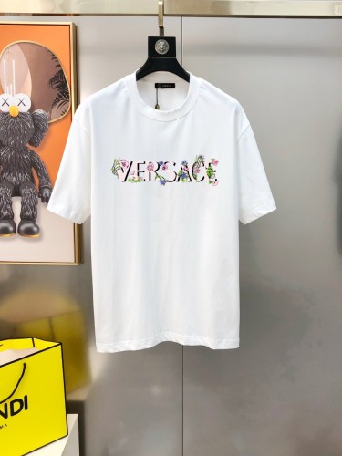 Versace Fashion Flower Logo Printed Short Sleeve Couple Oversize Casual T-shirt