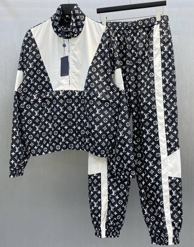 Louis Vuitton Fashion Embroidered Logo Contrast Coat Unisex Casual Sports Set