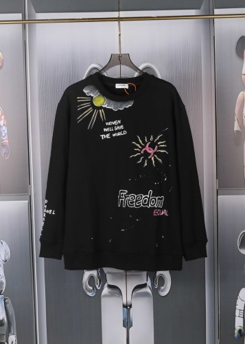 Chanel Fashion Color Handmade Graffiti Hand drawn Round Neck Hoodie