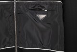 Prada New Couple Triangle Logo Splicing Stand Up Collar Jacket Casual Jacket