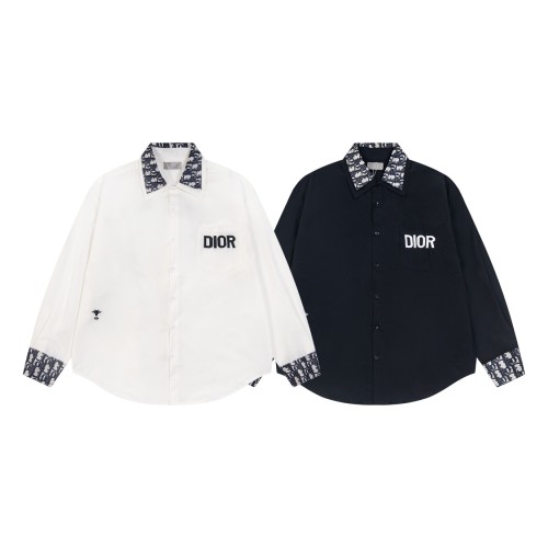 Dior High Street Embroidered Letter Logo Long Sleeve Shirt