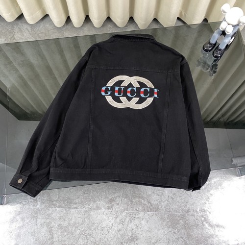 Gucci Classic Double Loop Embroidered Casual Retro Denim Coat