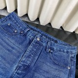Chrome Hearts New Patchwork Cross Flower Washed Jeans Casual Pants