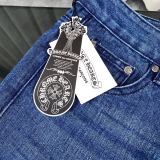 Chrome Hearts New Patchwork Cross Flower Washed Jeans Casual Pants
