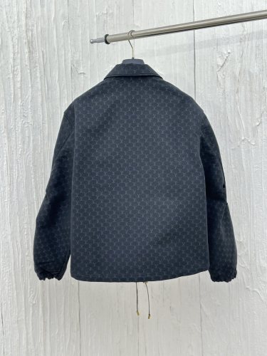 Louis Vuitton New Full Print Jacquard Denim Collar Jacket