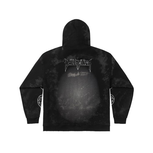 Balenciaga Eiffel Tower Printed Hooded Zipper Sweatshirt Unisex Casual Washed Sweatshirt