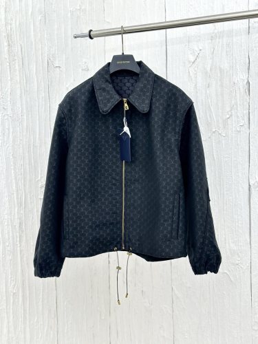 Louis Vuitton New Full Print Jacquard Denim Collar Jacket