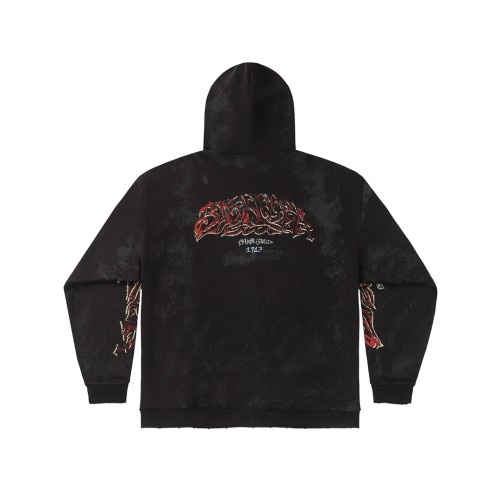 Balenciaga Fashion Flame Hooded Zipper Sweatshirt Unisex Casual Sweatshirt