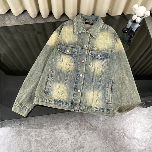 Balenciaga New Diamond Letter Denim Jacket Fashion Retro Jacket