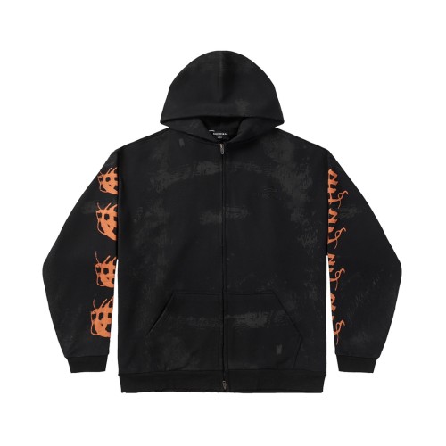 Balenciaga Fashion Logo Hooded Zipper Hoodie Couple Casual Loose Sweatshirt