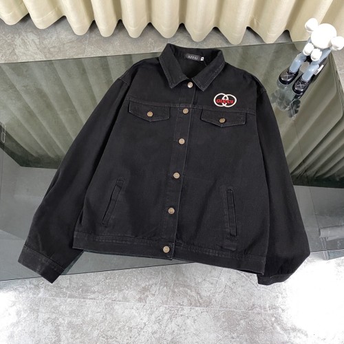 Gucci Classic Double Loop Embroidered Casual Retro Denim Coat