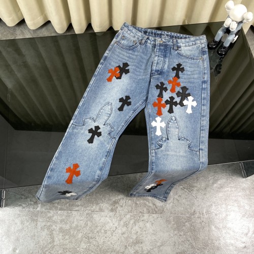 Chrome Hearts New Flame Blue Jeans Casual Pants