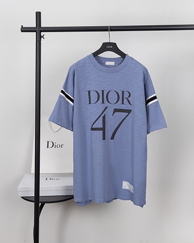 Dior New 47 Logo Printed Short Sleeve Couple Casual Loose Cotton T-shirt