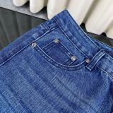 Chrome Hearts New Patchwork Cross Flower Washed Jeans Casual Pants