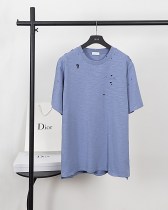 Dior Street Hole Logo Printed Short Sleeve Couple Casual Loose Cotton T-shirt