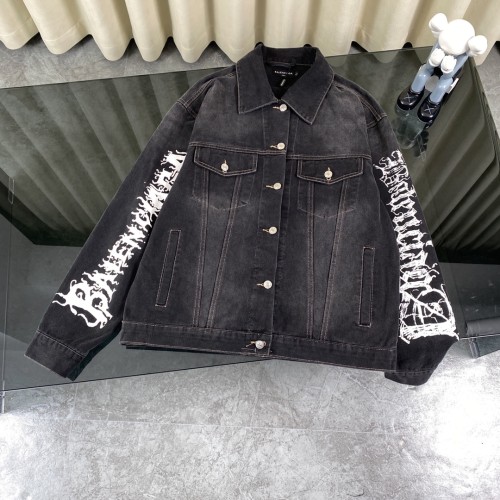 Balenciaga High Street New Retro Letter Graffiti Washed Cowboy Jacket