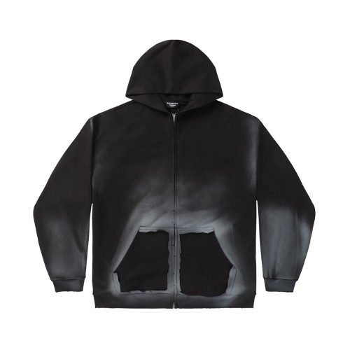 Balenciaga Couple's New Gradient Yellow Tape Bandage Printed Zipper Hooded Sweatshirt