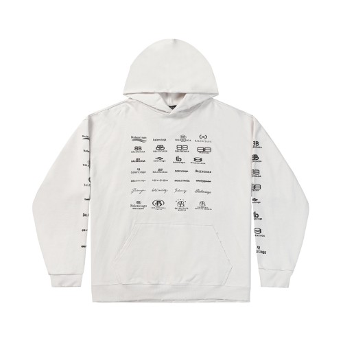 Balenciaga Classic Logo Printed Hoodie Unisex Casual Piercing Sweatshirt