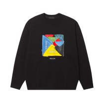 Prada Logo Printed Hoodie Unisex Oversize Round Neck Sweatshirt