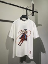 Louis Vuitton Trendy Embroidered Denim Short Sleeve Unisex Casual Cotton T-shirt
