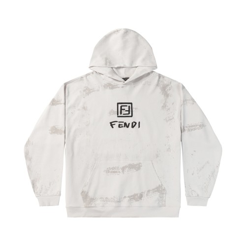 Fendi Fashion Logo Printed Water Washed Hoodie Sweatshirt Unisex High Street Casual Sweatshirt