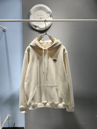 Prada Golden Triangle Logo Hoodie Unisex Casual Loose Sweatshirt