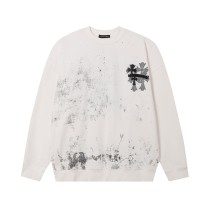 Chrome Hearts Embroidered Cross Hoodie Unisex Casual Round Neck Sweatshirt