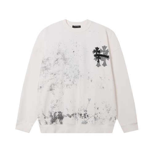 Chrome Hearts Embroidered Cross Hoodie Unisex Casual Round Neck Sweatshirt