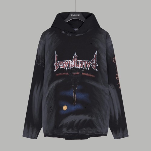 Balenciaga Fashion Inverted Eiffel Tower Hoodie Unisex Casual Sweatshirt