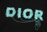 Dior Fashion Handpulled Rope Graffiti Logo Printed Round Neck Sweatshirt Unisex Casual Loose Sweatshirt