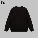 Dior Fashion Handpulled Rope Graffiti Logo Printed Round Neck Sweatshirt Unisex Casual Loose Sweatshirt
