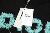 Dior Fashion Handpulled Rope Graffiti Logo Printed Round Neck Sweatshirt Unisex Casual Loose Sweatshirt